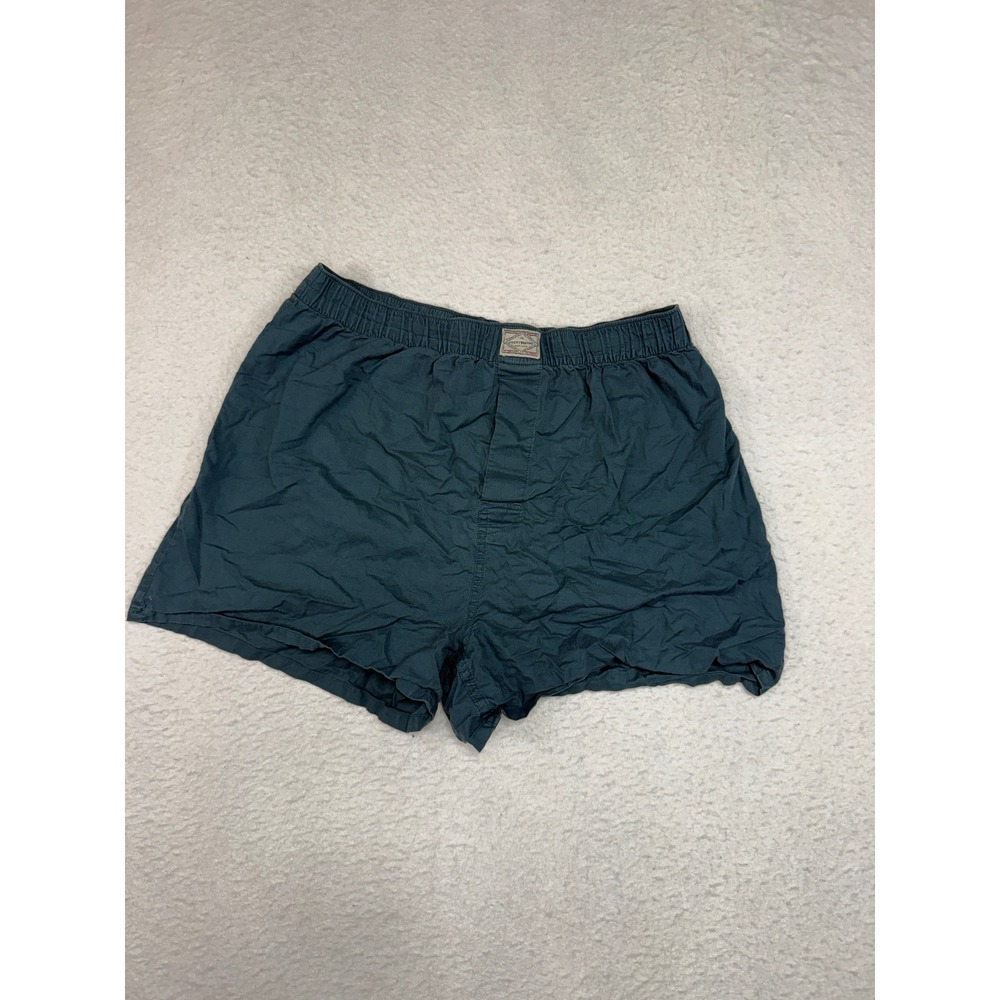 Lucky Brand Mens Woven Boxer Shorts Teal Green Cotton Button Fly Size L